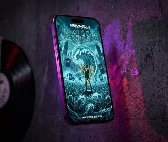 Custom Instagram flyer design for a local musician's album launch, featuring typography integrated with lyrical themes.