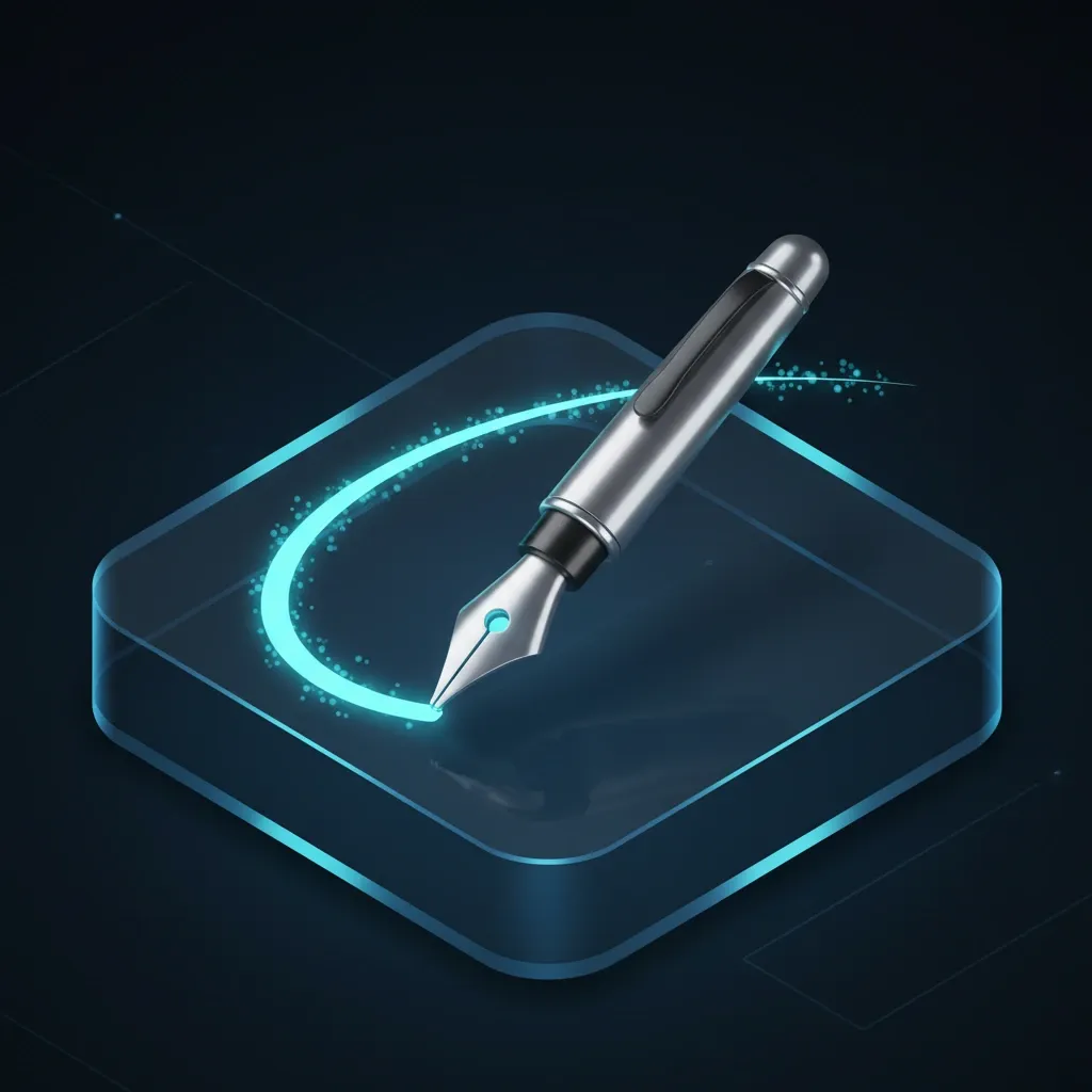 branding-identity-design-icon Metallic fountain pen icon representing brand identity and logo design.