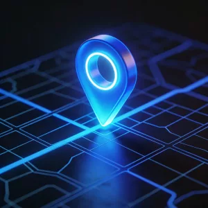 Glowing map pin icon representing Local SEO and Google Maps ranking.