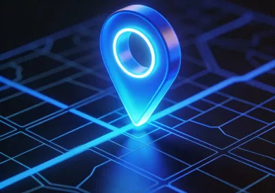Glowing map pin icon representing Local SEO and Google Maps ranking.